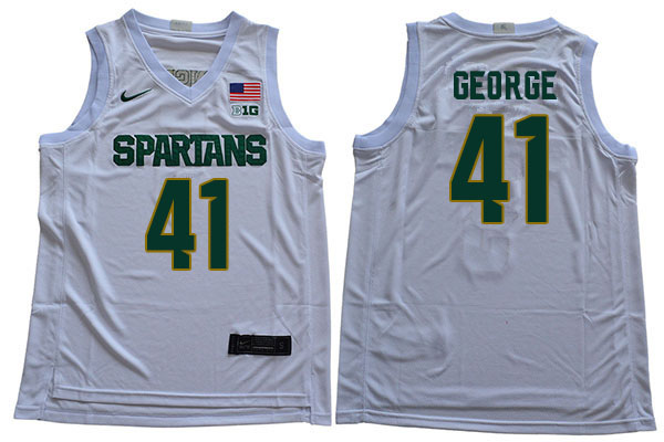2019-20 Men #41 Conner George Michigan State Spartans College Basketball Jerseys Sale-White